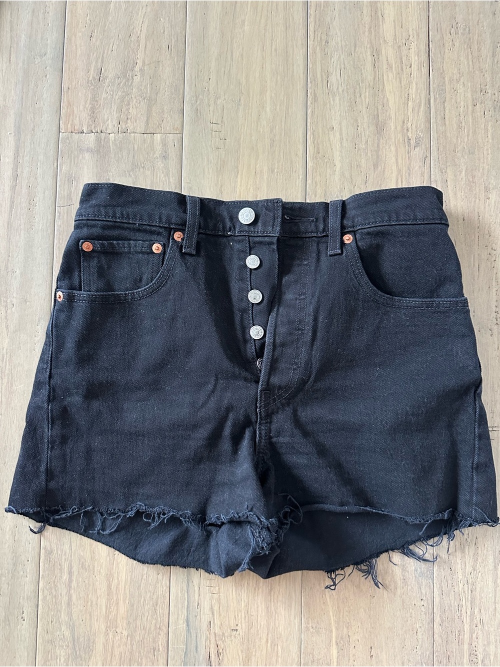 Levi's Black Button-Front Denim Cutoff Shorts